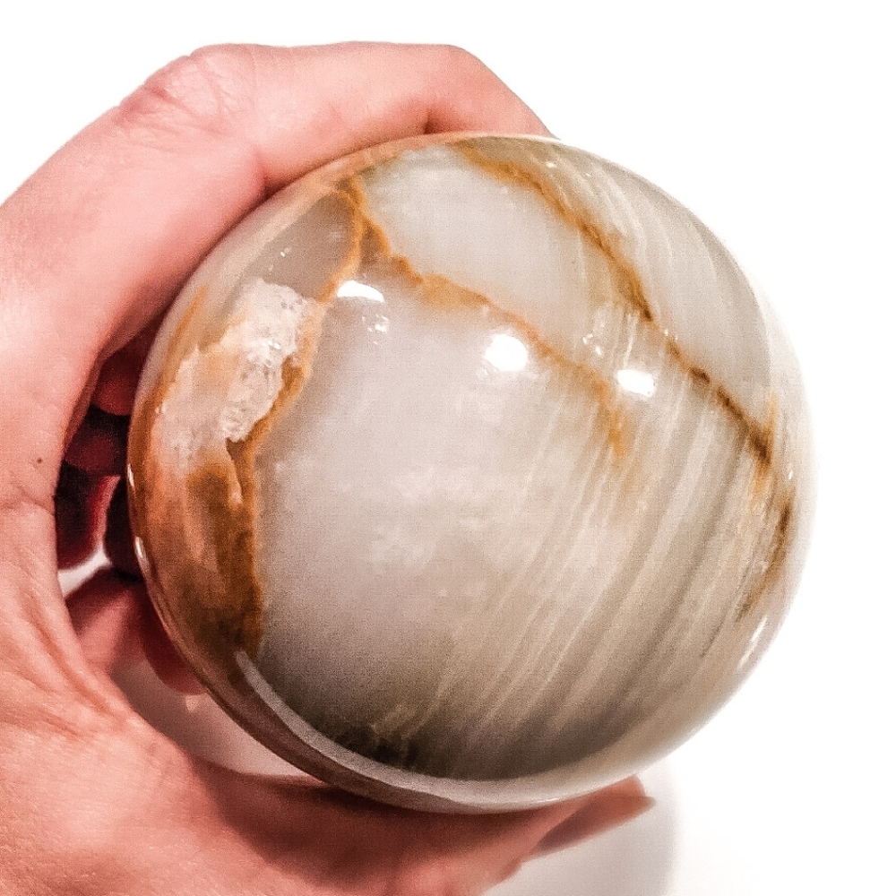 8cm Afghan Jade Crystal Sphere & Wooden Stand Weight: 534.1 g 75-80mm - Picture 8 of 10